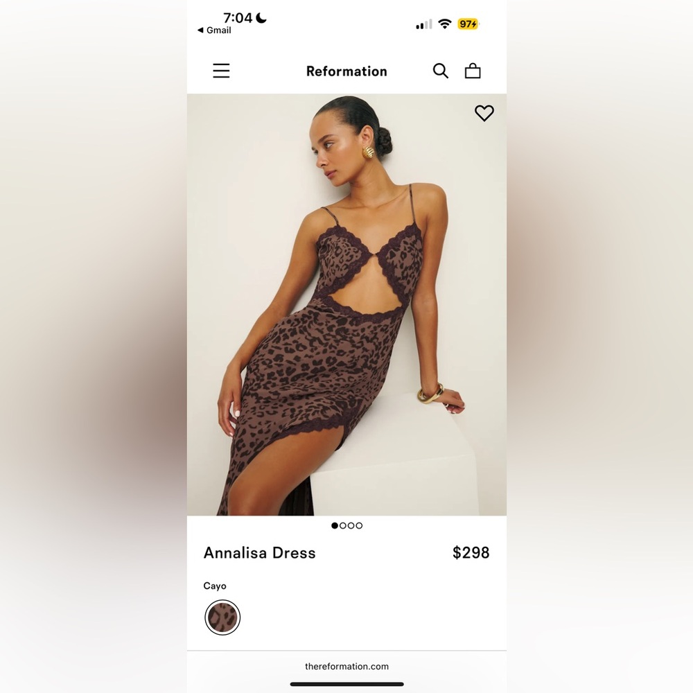 Reformation Brown Leopard Print Maxi Dress